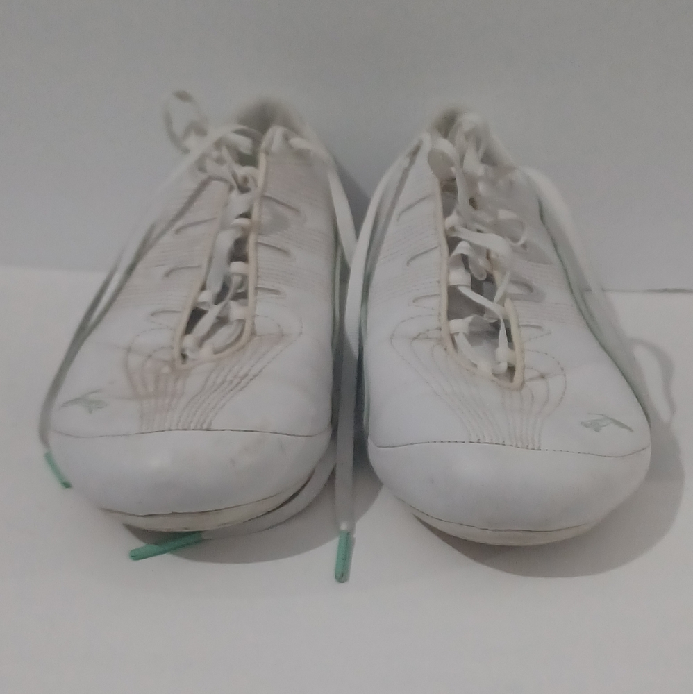 Puma 348273 06 Shoes Womens 9.5  White Navy Green Dance Cheer Cheerleader Gym